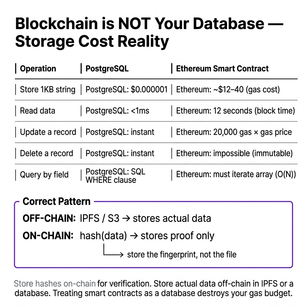 Blockchain is NOT Your Database — Storage Cost Reality