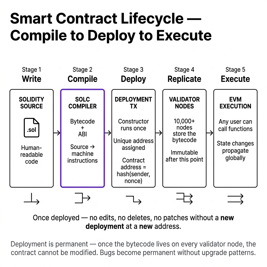 Smart Contract Lifecycle — Compile to Deploy to Execute