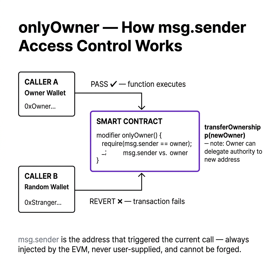 onlyOwner — How msg.sender Access Control Works