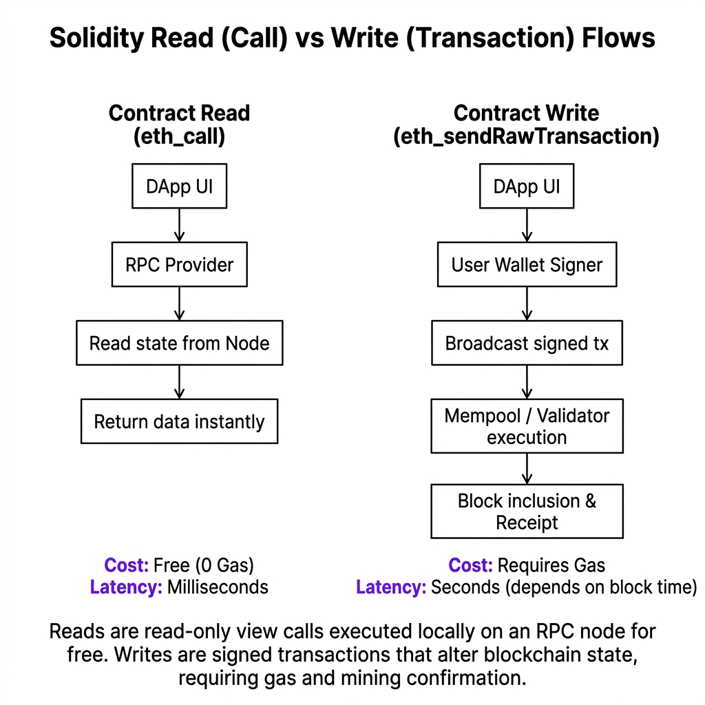 Solidity Read (Call) vs Write (Transaction) Flows